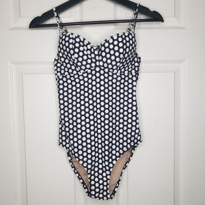 J. Crew polka dot bustier one piece swimsuit